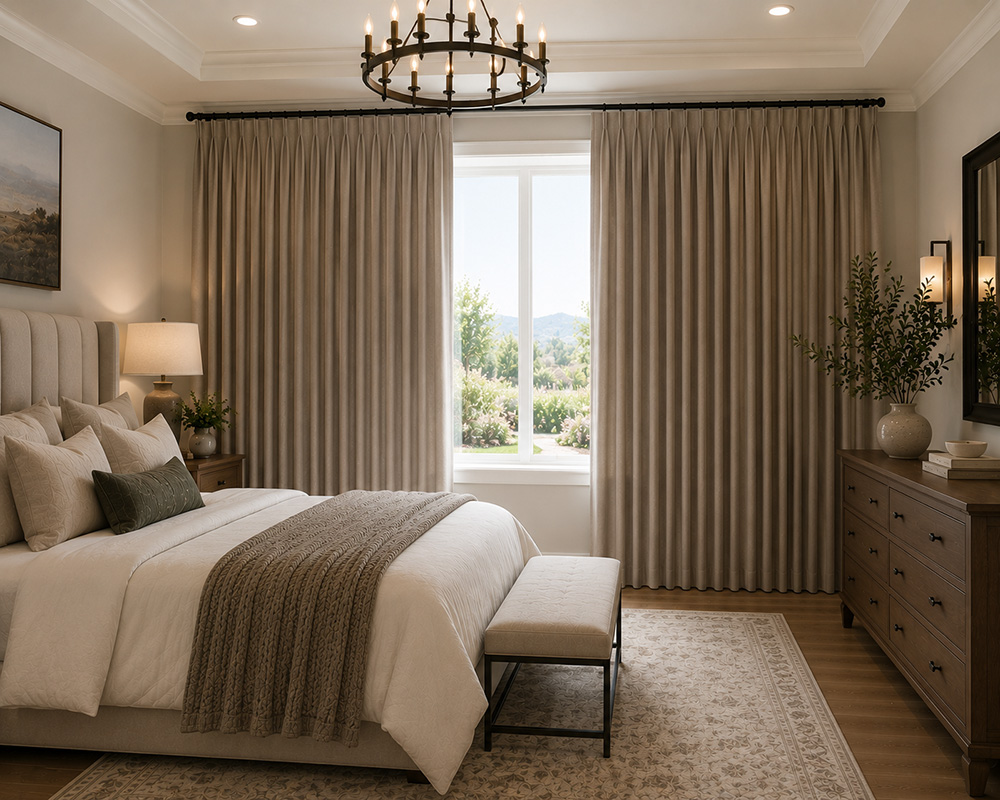blackout drapery in bedroom