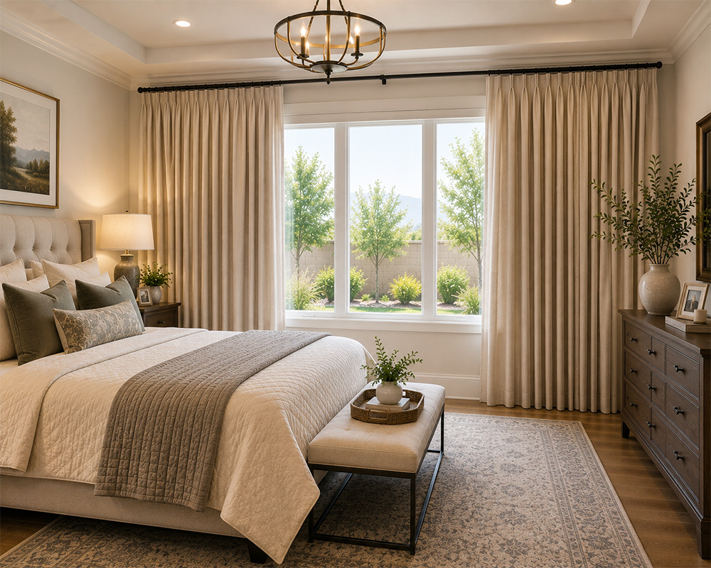 functional drapery in bedoom