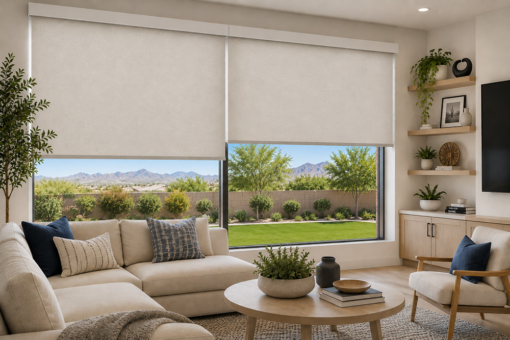 roller shades in family room
